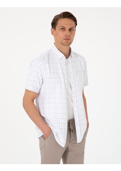 Erkek Beyaz Regular Fit Kısa Kollu Gömlek 50307066-VR013