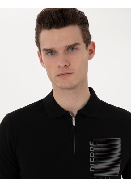 Erkek Siyah Slim Fit Polo Yaka Tişört 50307929-VR046 fiyatları