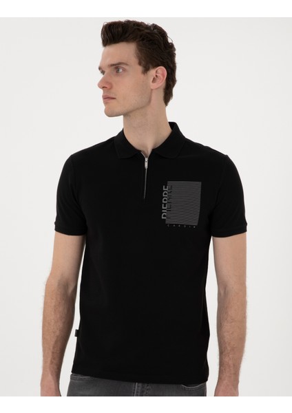 Erkek Siyah Slim Fit Polo Yaka Tişört 50307929-VR046 modelleri