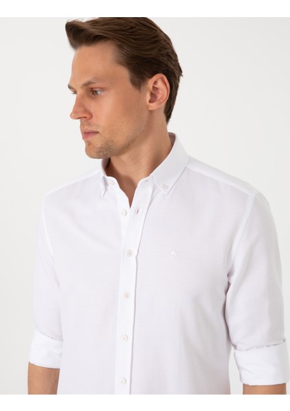 Erkek Beyaz Oxford Slim Fit Kolay Ütülenebilir Gömlek 50306996-VR013 fiyatları