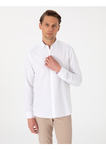 Erkek Beyaz Oxford Slim Fit Kolay Ütülenebilir Gömlek 50306996-VR013 modelleri