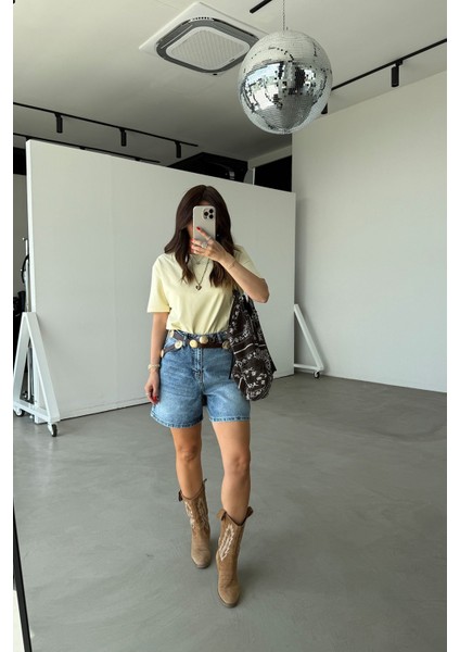 Geniş Kalıp Basic Denim Şort