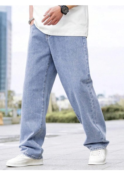 Erkek Casual Baggy Denim Jean Kot Pantolon