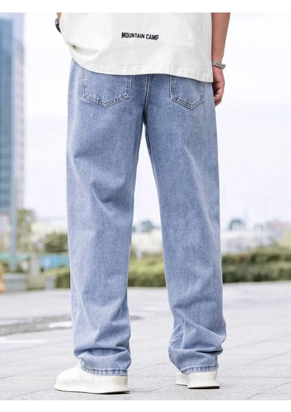 Erkek Casual Baggy Denim Jean Kot Pantolon