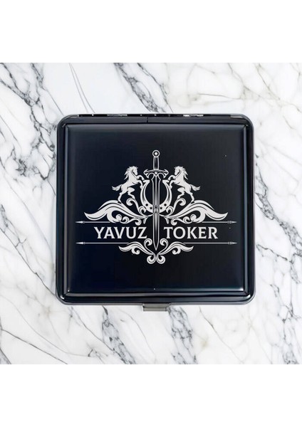 Şahlanan Atlar Tasarımlı Metal Siyah Sigaralık modelleri