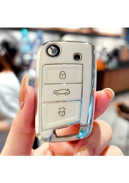 Seat Leon Fr Ibiza 2017+ Ateca Arona Beyaz-Silver Sustalı Anahtar Kılıfı modelleri