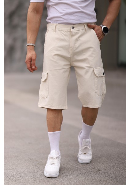 Erkek Slim Fit Kargo Cepli Kapri Şort