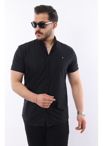 Erkek Kısa Kollu Slim Fit Yazlık Basic Şık Gömlek