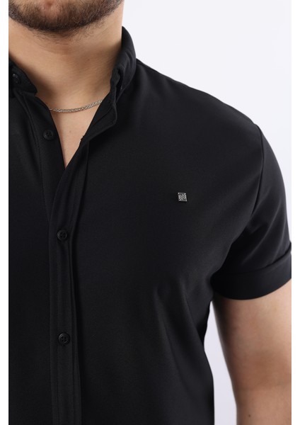 Erkek Kısa Kollu Slim Fit Yazlık Basic Şık Gömlek