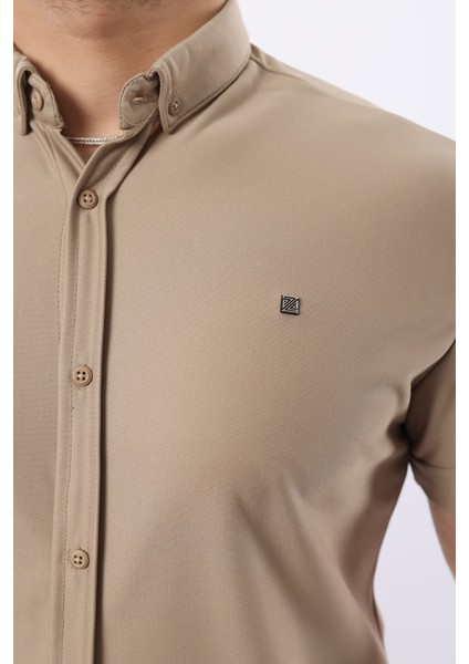 Erkek Kısa Kollu Slim Fit Yazlık Basic Şık Gömlek