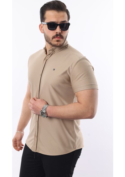 Erkek Kısa Kollu Slim Fit Yazlık Basic Şık Gömlek