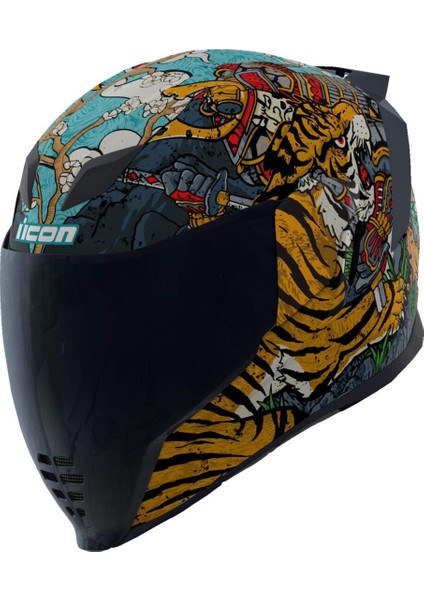 Airflite Edo Mıps Kapalı Motosiklet Kaskı Siyah Mavi Gri Turuncu