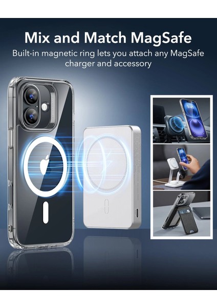Apple iPhone 16 Kılıf + Ekran Koruyucu Set Halolock Magsafe Classic Hybrid Silikon - Buzlu Siyah