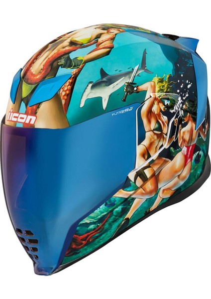 Airflite Pleasure Dome 4 Kapalı Motosiklet Kaskı Mavi Beyaz Kırmızı