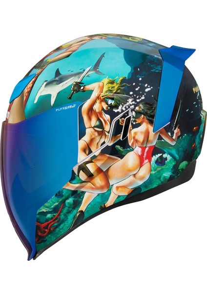 Airflite Pleasure Dome 4 Kapalı Motosiklet Kaskı Mavi Beyaz Kırmızı fiyatları