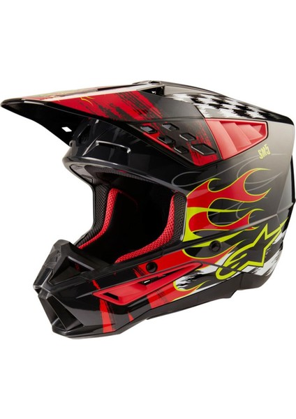 S-M5 Rash Off-Road Motosiklet Kaskı Koyu Gri Kırmızı Beyaz