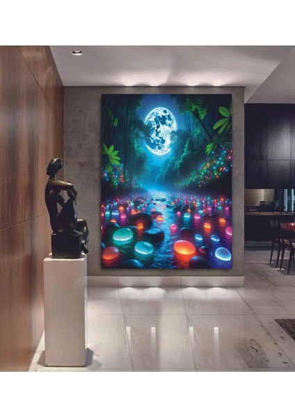 3D Modern Gece Manzarası Kanvas Tablo
