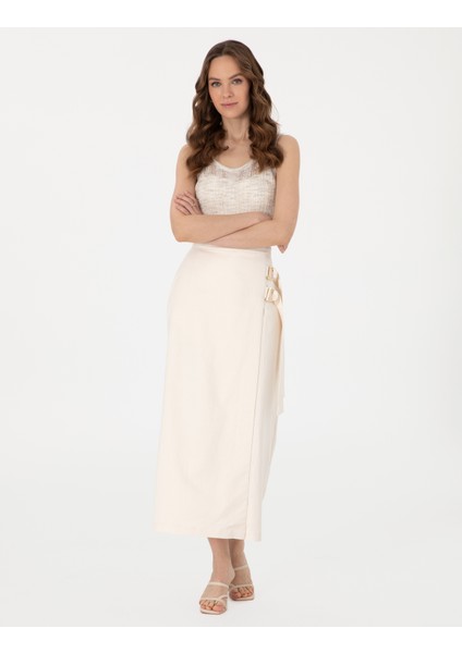 Kadın Kum Slim Fit Triko Tişört 50305576-VR085