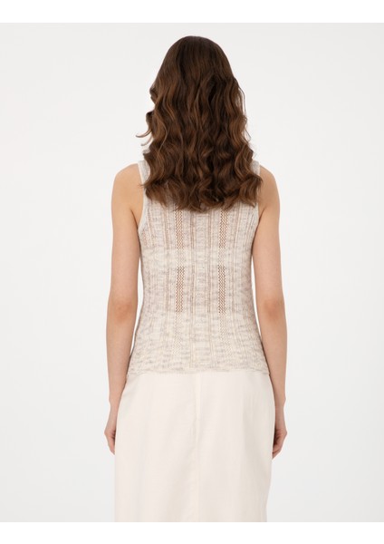 Kadın Kum Slim Fit Triko Tişört 50305576-VR085