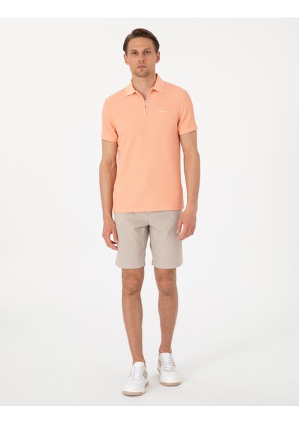 Erkek Vizon Slim Fit Gofre Dokuma Şort 50309644-VR052