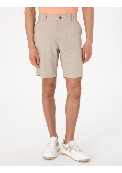 Erkek Vizon Slim Fit Gofre Dokuma Şort 50309644-VR052 fiyatları