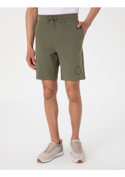 Erkek Haki Regular Fit Örme Şort 50310107-VR027