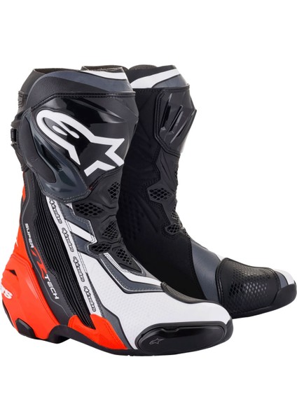 Supertech R Korumalı Spor Motosiklet Botu Siyah Kırmızı Beyaz