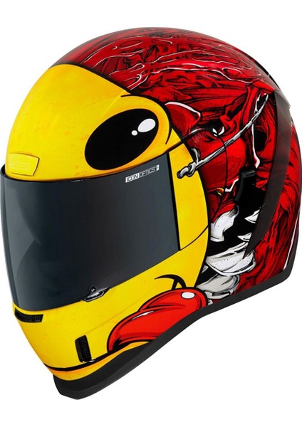 Airform Brozak Mıps Kapalı Motosiklet Kaskı Kırmızı Sarı