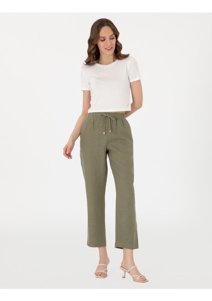 Kadın Haki Carrot Fit Kanvas Pantolon 50301256-VR027