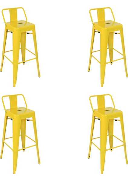 Tolix Sırtlı Metal Bar Tabure (4 Adet)