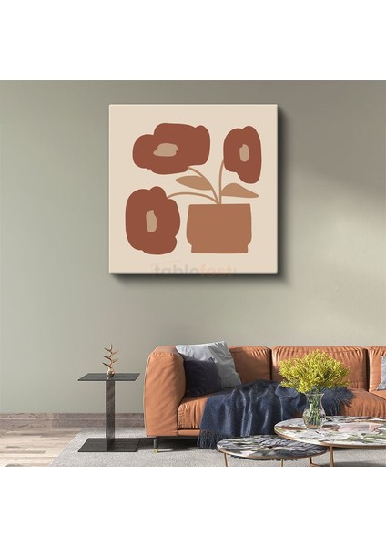 Soyut Botanik - Minimalist Çiçek Formu Kanvas Tablo