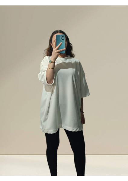 Unisex Beyaz Oversize Tişört Basic Yazlık Tshirt