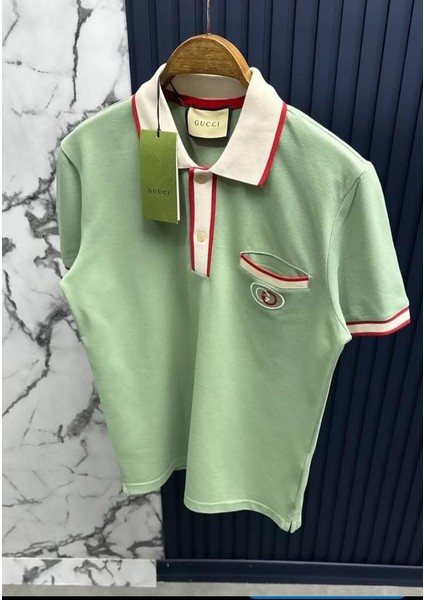 Gucci Göğüste Kilitli G Logolu Pamuklu Polo Yaka T-Shirt