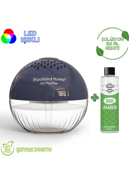 Işıklı Hava Temizleyici Küre Antrasit + 150 ml Amber Küre Solüsyonu