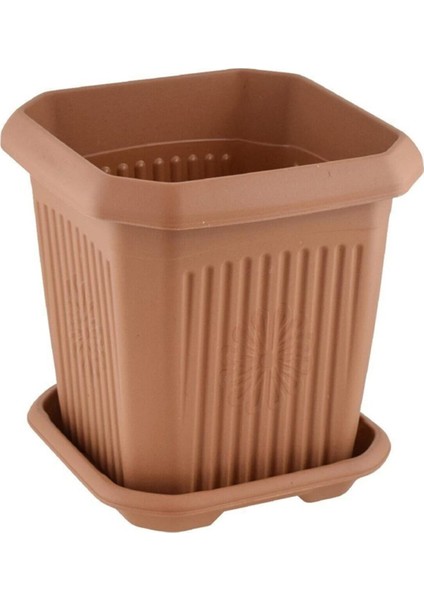 25 Litre Plastik Kare Büyük Boy Bahçe Balkon Salon Çiçek Yada Ağaç Saksı 36*36*34 cm Tabaklı
