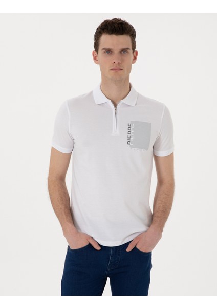 Erkek Beyaz Slim Fit Polo Yaka Tişört 50307929-VR013
