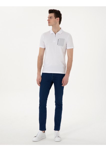 Erkek Beyaz Slim Fit Polo Yaka Tişört 50307929-VR013 fırsatları