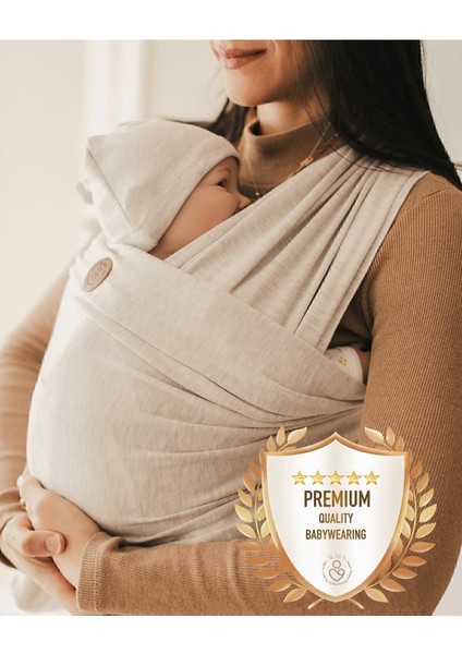Premium Birinci Sınıf Pamuklu Esnek Wrap Sling Soft Bej (Babywearinge Özel Üretim Kumaş)