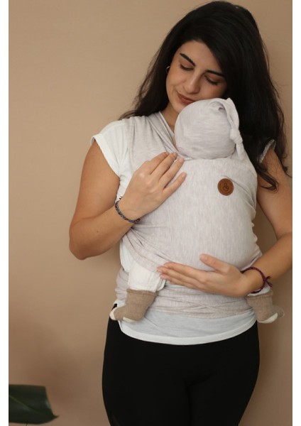 Premium Birinci Sınıf Pamuklu Esnek Wrap Sling Soft Bej (Babywearinge Özel Üretim Kumaş)