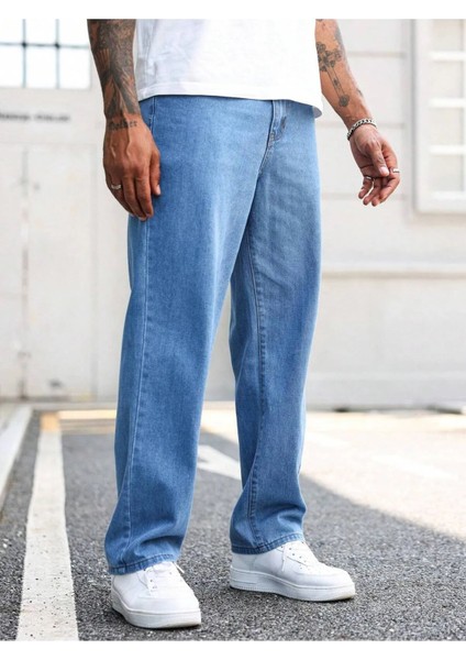 Erkek Casual Baggy Denim Jean Kot Pantolon