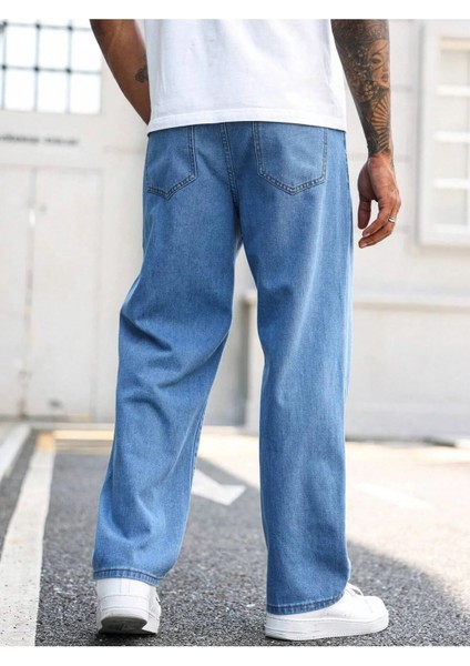 Erkek Casual Baggy Denim Jean Kot Pantolon