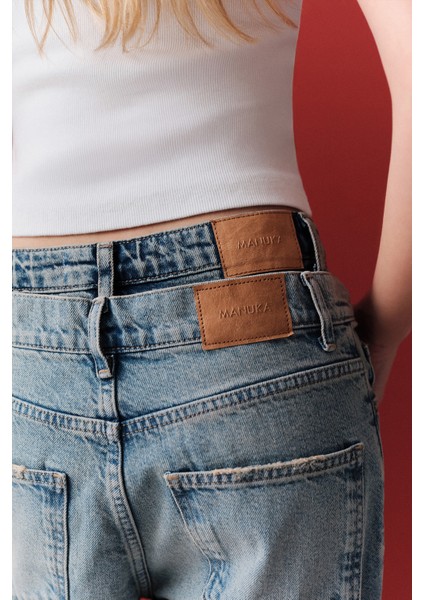 Orta Bel Loose Fıt Jean Koyu Mavi fiyatları