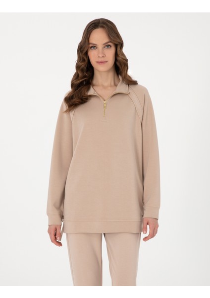 Kadın Bej Comfort Fit Sweatshirt 50301342-VR011