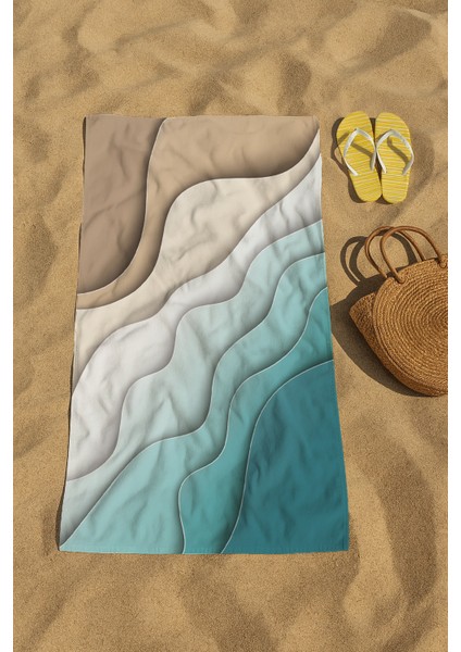 Baskılı Plaj Havlusu 80 x 150 cm , Deniz Havlusu, Şezlong Havlusu