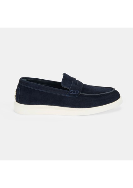Erkek Lacivert Slip-On Süet Loafer