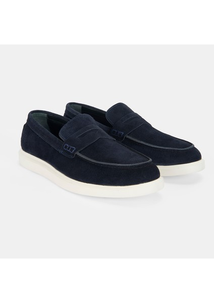Erkek Lacivert Slip-On Süet Loafer