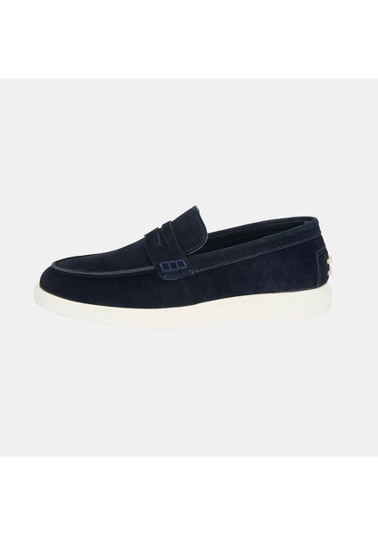 Erkek Lacivert Slip-On Süet Loafer