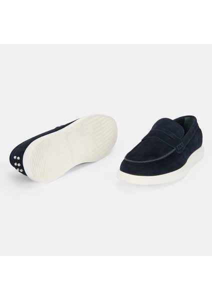 Erkek Lacivert Slip-On Süet Loafer