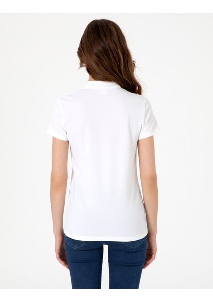 Kadın Beyaz Regular Fit Pamuklu Polo Yaka Basic Tişört 50305776-VR013 indirimleri