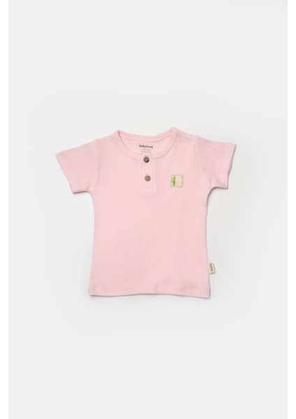Kız Bebek Pamuklu Ribana Düğmeli T-Shirt ve Şort Takım fiyatları